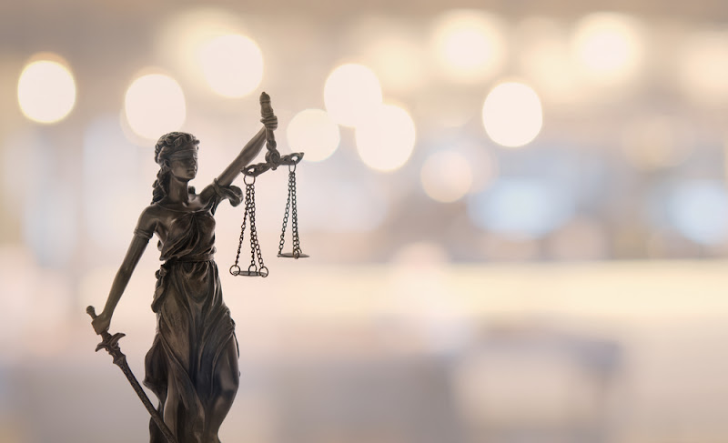 law legal concept. statue of justice or lady justice at court.