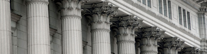 Building with columns in downtown Montreal, Canada