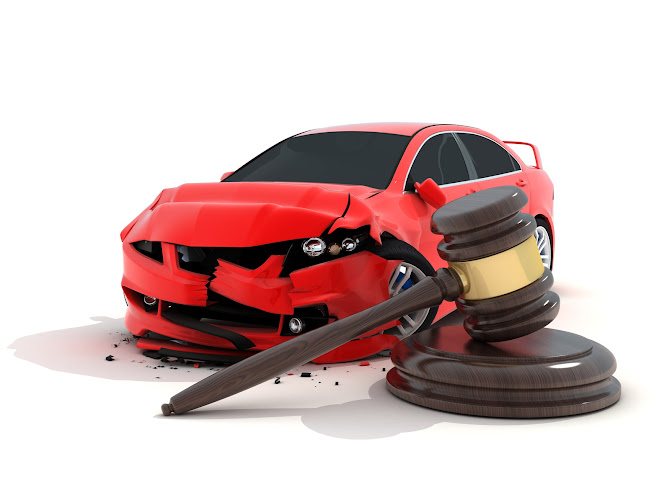 Car crash on white background and law (done in 3d)